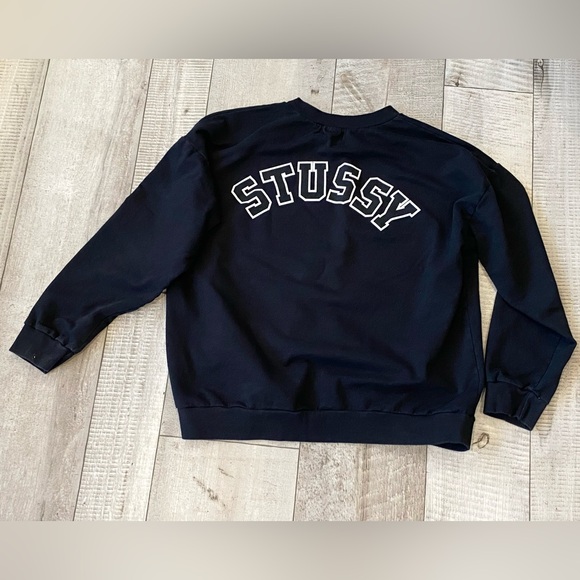 Stussy Black Sweatshirt Crewneck Big Logo Medium* - Picture 3 of 3